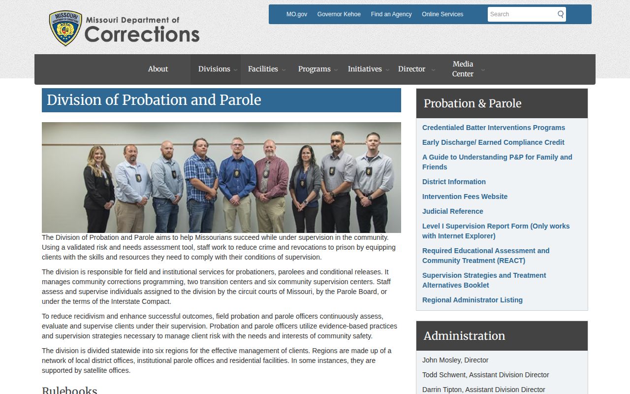 Cedar County parole and probation verification through Missouri corrections